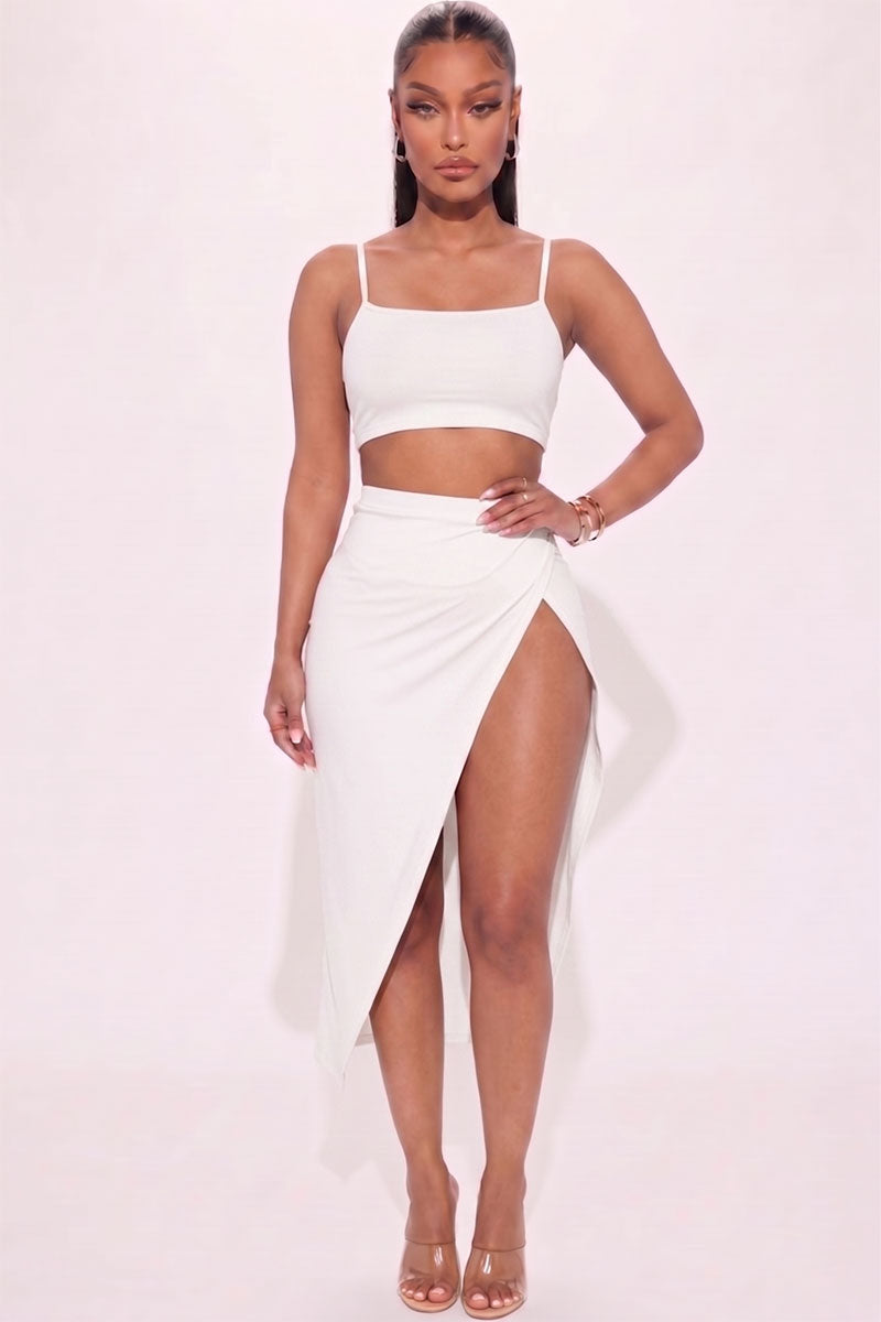 Crop Cami & Split Thigh Maxi Skirt Set