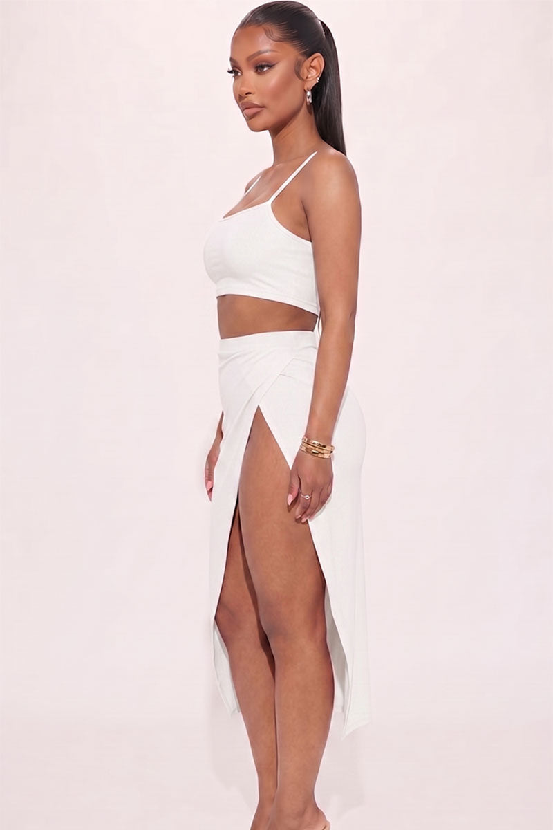 Crop Cami & Split Thigh Maxi Skirt Set