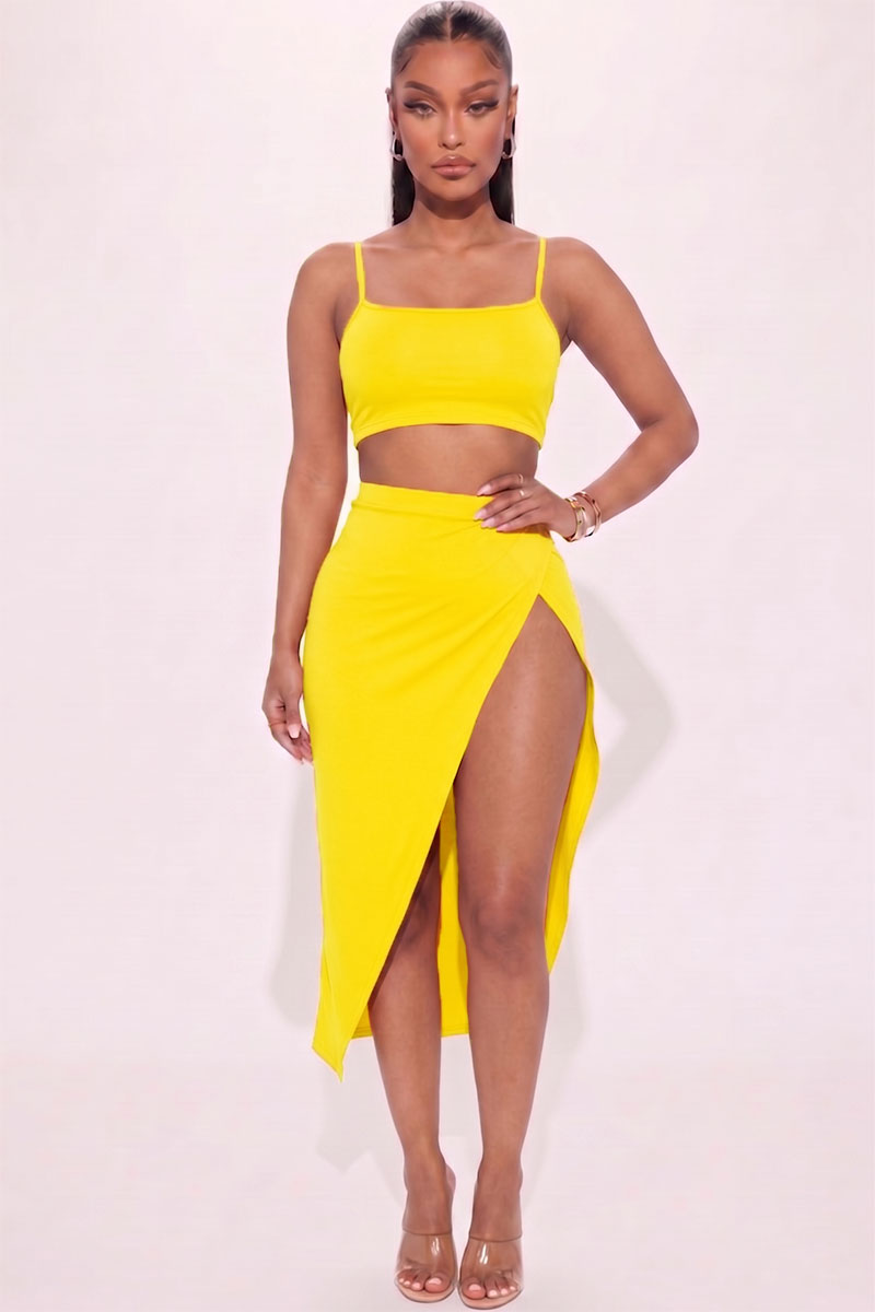 Crop Cami & Split Thigh Maxi Skirt Set