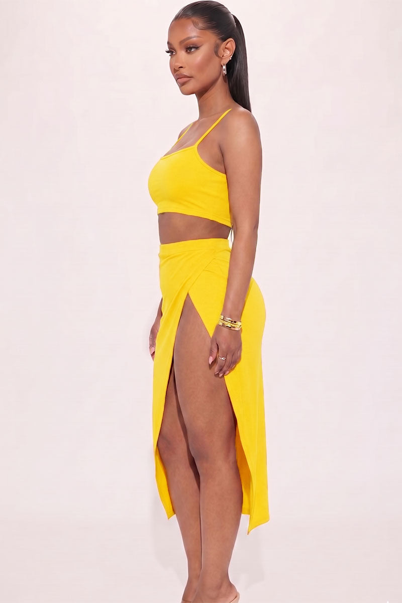 Crop Cami & Split Thigh Maxi Skirt Set