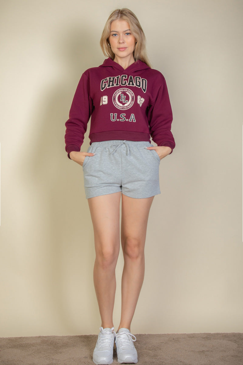 Graphic Drop Shoulder Pull Over Hoodie